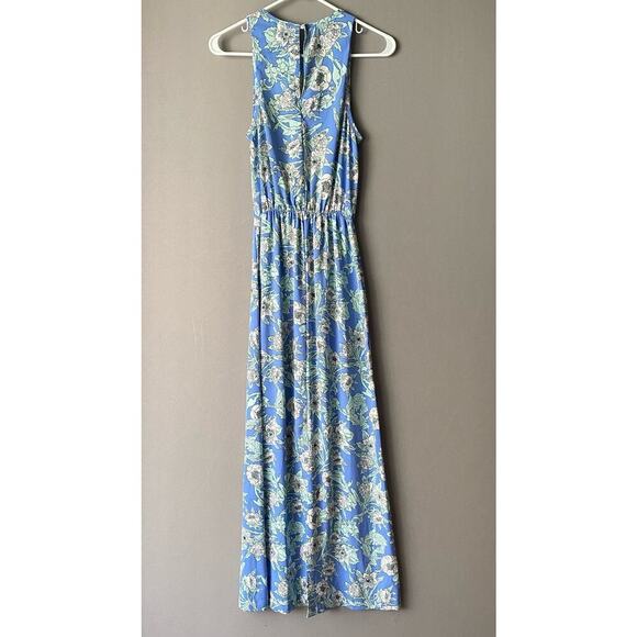 H&M sz 2 blue green halter floral boho maxi sundress‎ - Picture 6 of 10